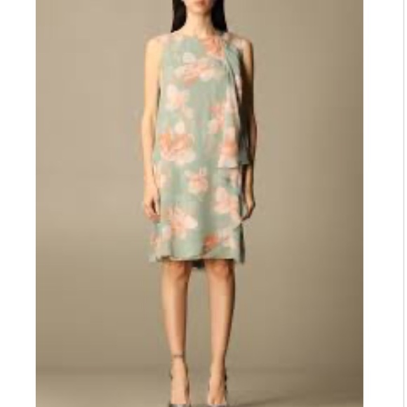 Emporio Armani Women's Sage Green Silk Chiffon Midi Dress
